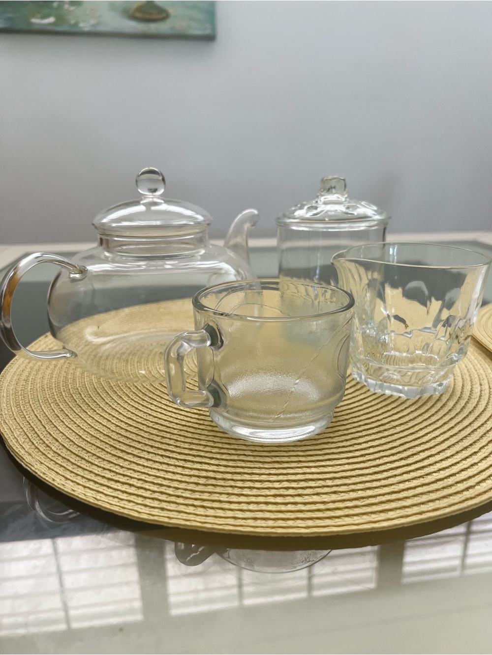 Clear Glass Teapot and Cups Set - Transparent Glass Kitchenware